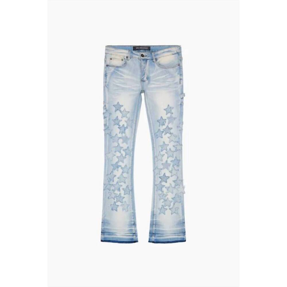 NEW VALABASAS women's v-stars stacked flare jeans in light blue